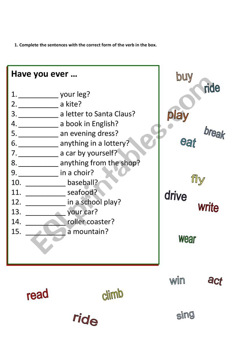 Have you ever...? worksheet