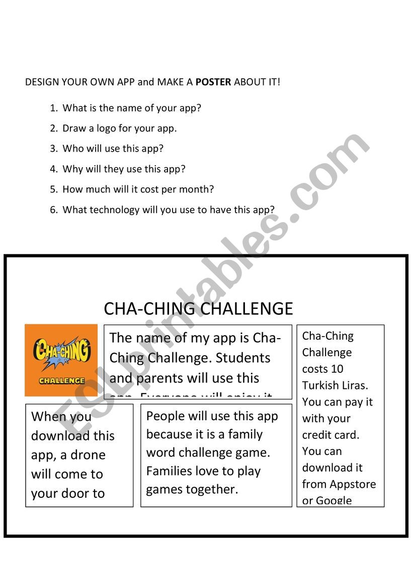 Design an app project worksheet