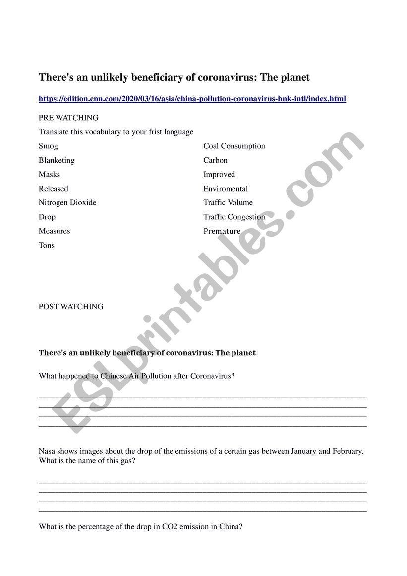 Covid 19 - Video - Listening worksheet