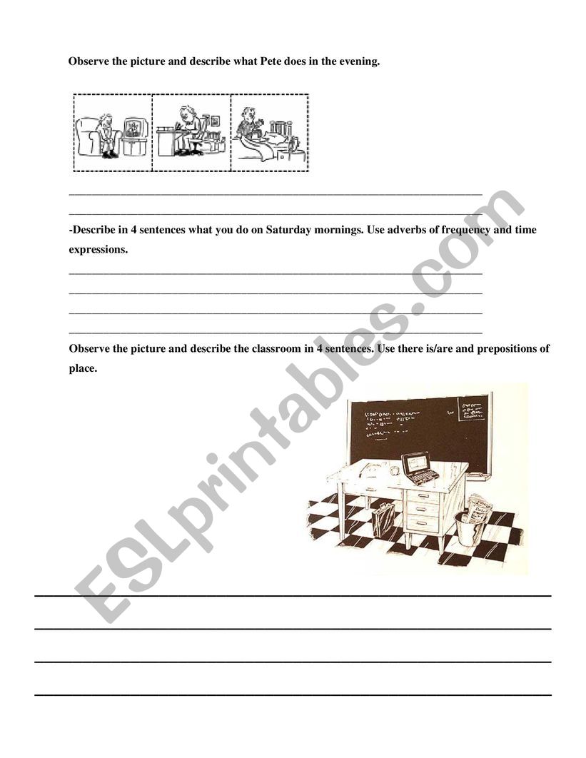 routines and prepositions worksheet