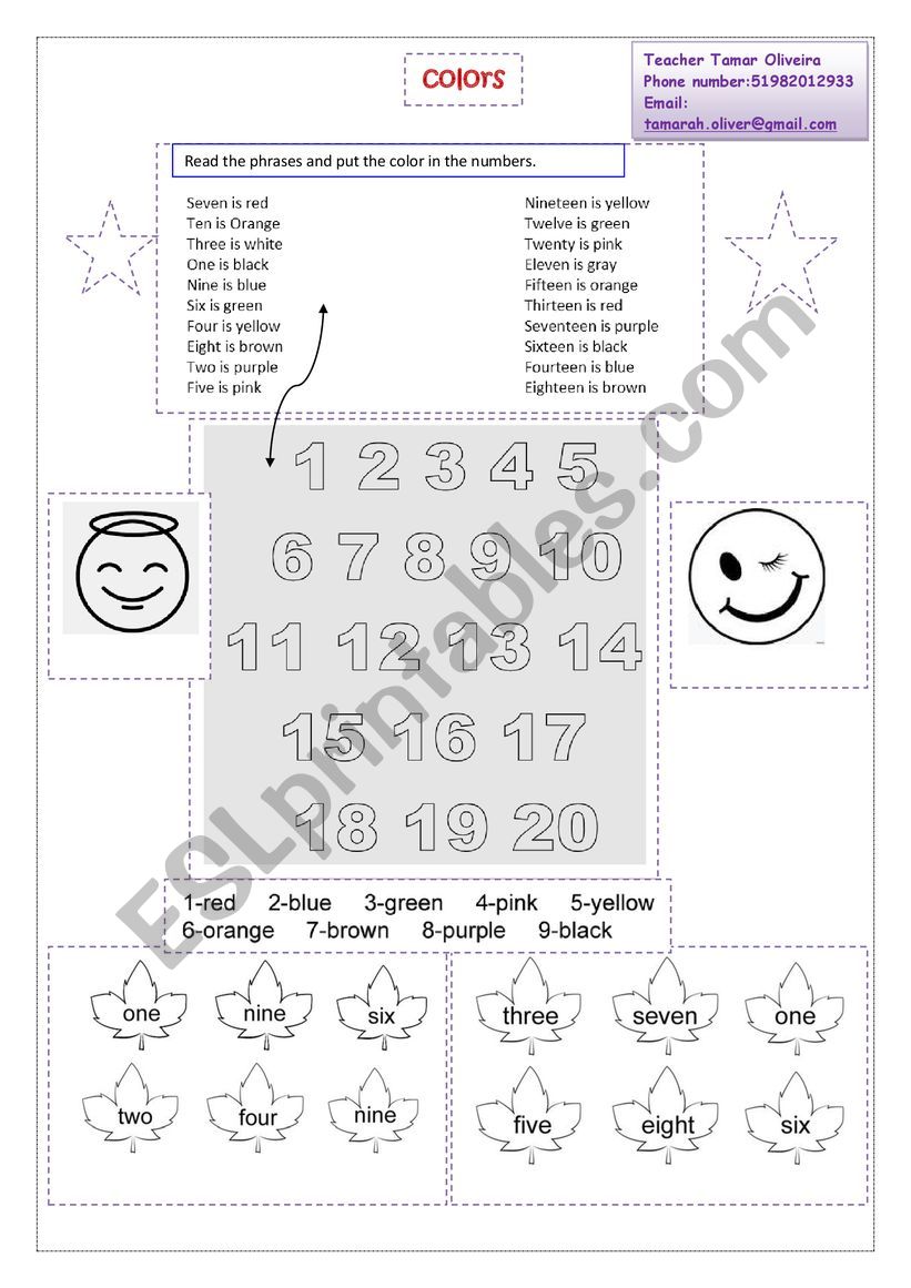 Days of the week and colours worksheet