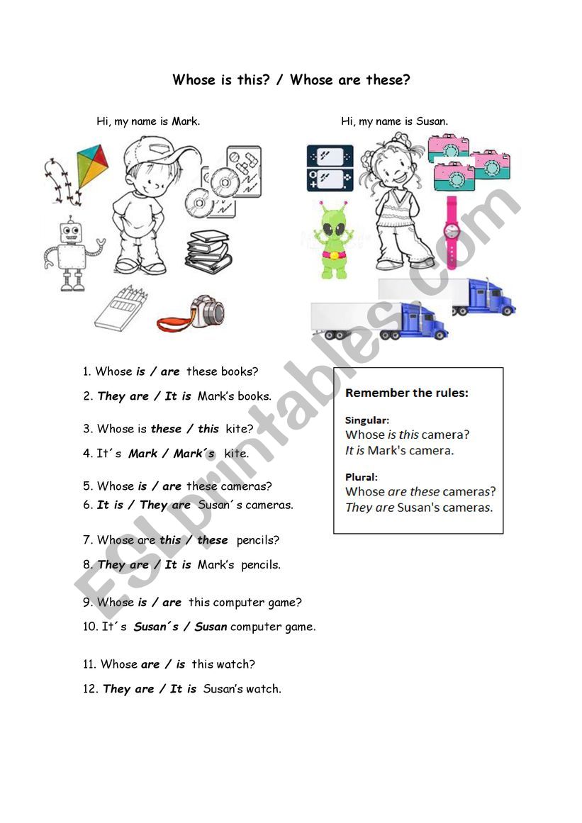 whose is this whose are these young learners belonging worksheet