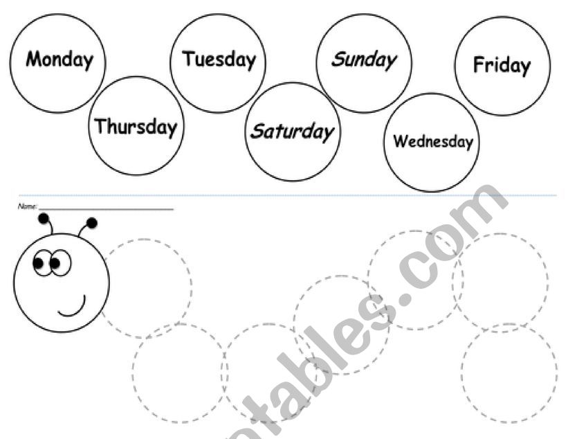 days of the week cut out worksheet
