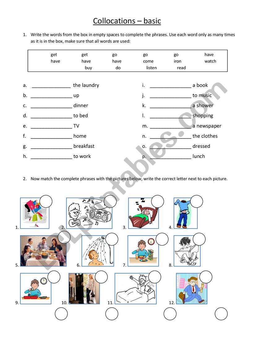 Daily routines worksheet