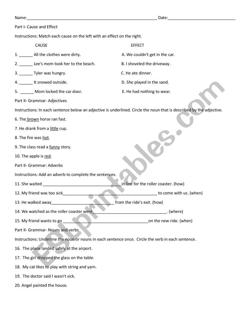 Grammar worksheet