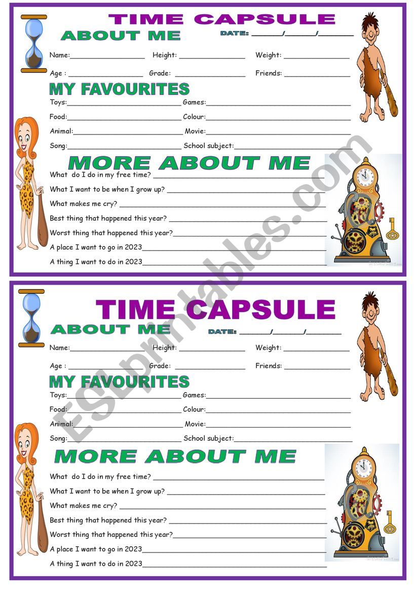 time capsule activity - ESL worksheet by petitbeurre07