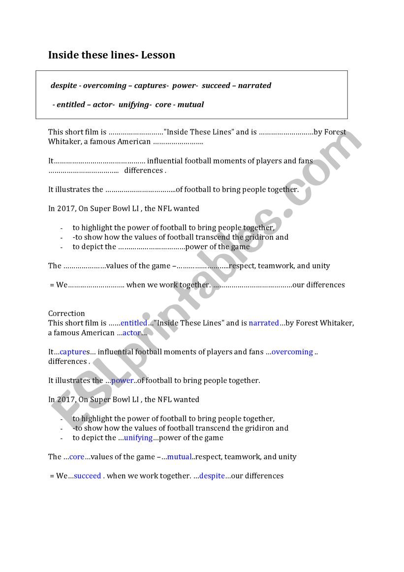 Inside these lines-vocabulary-summary-worksheet-