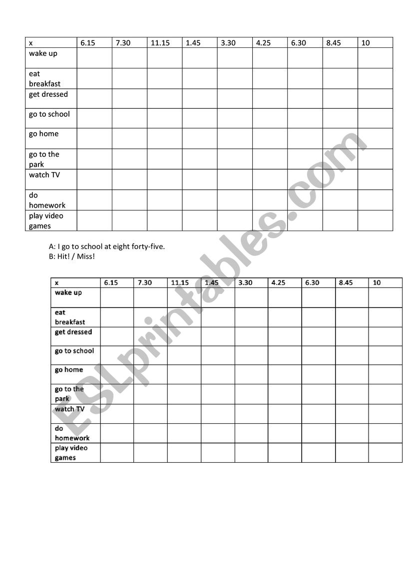 BIG ENGLISH 3 battleships worksheet