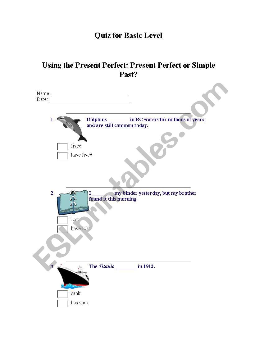 quiz f or  basic level worksheet