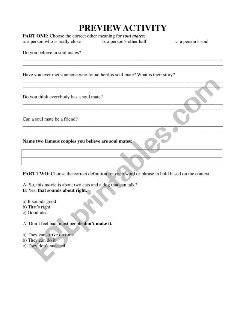 The Good Place Activity  worksheet