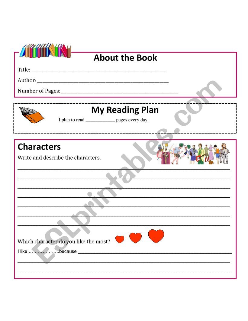 Book report  worksheet