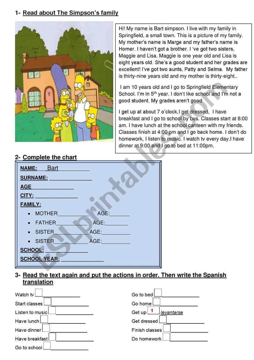 the simpsons  worksheet