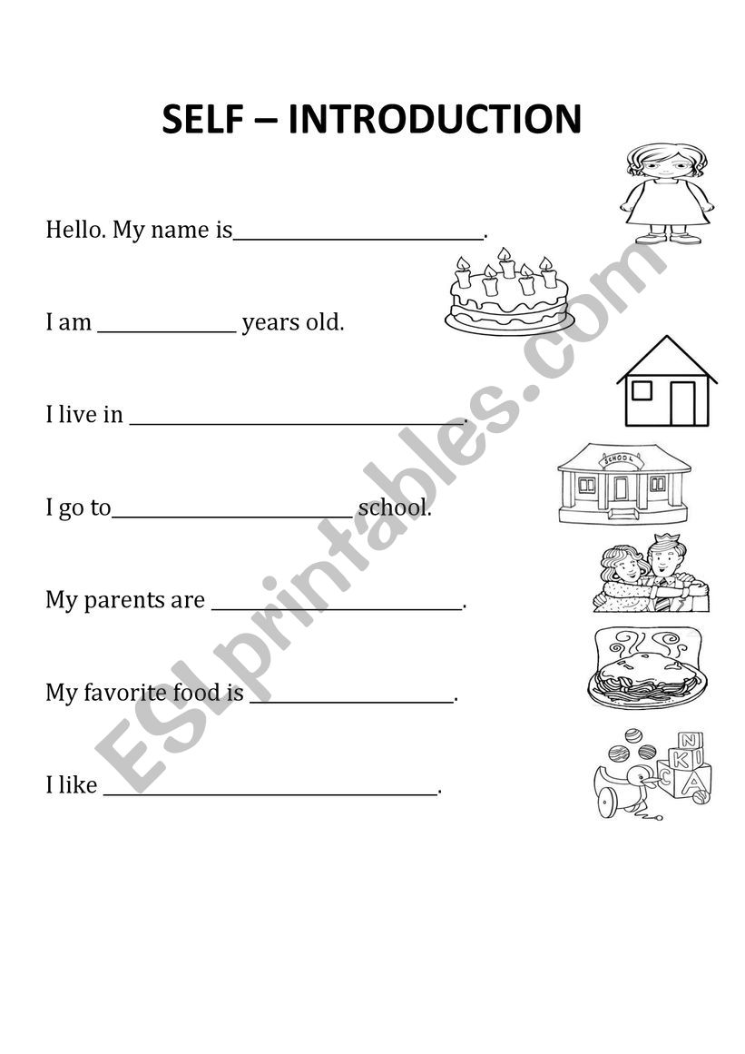 Introducing oneself worksheet