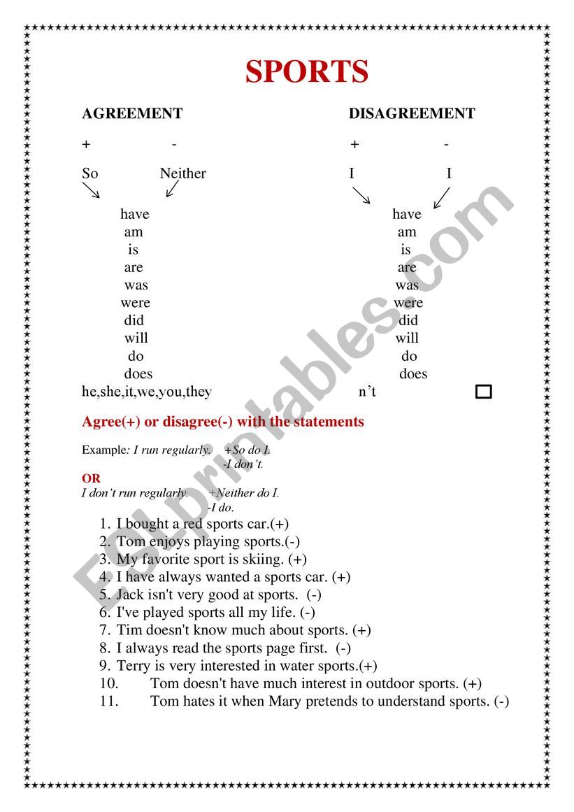 SPORTS worksheet