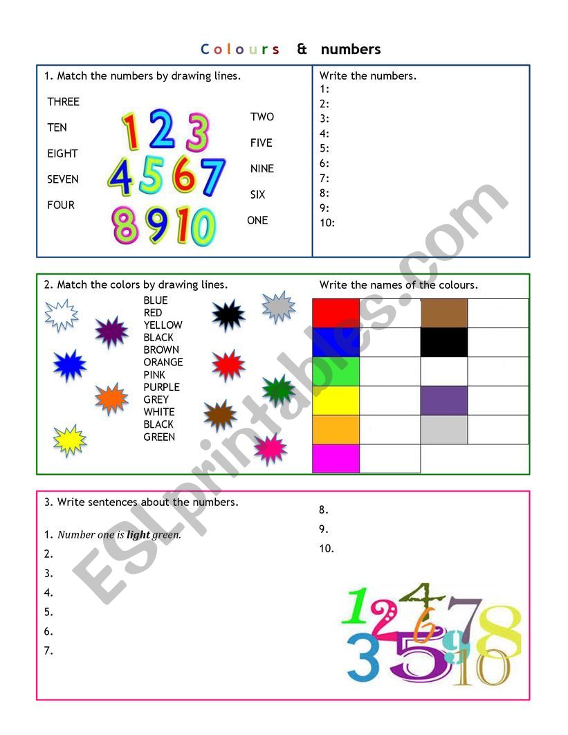 color numbers worksheet
