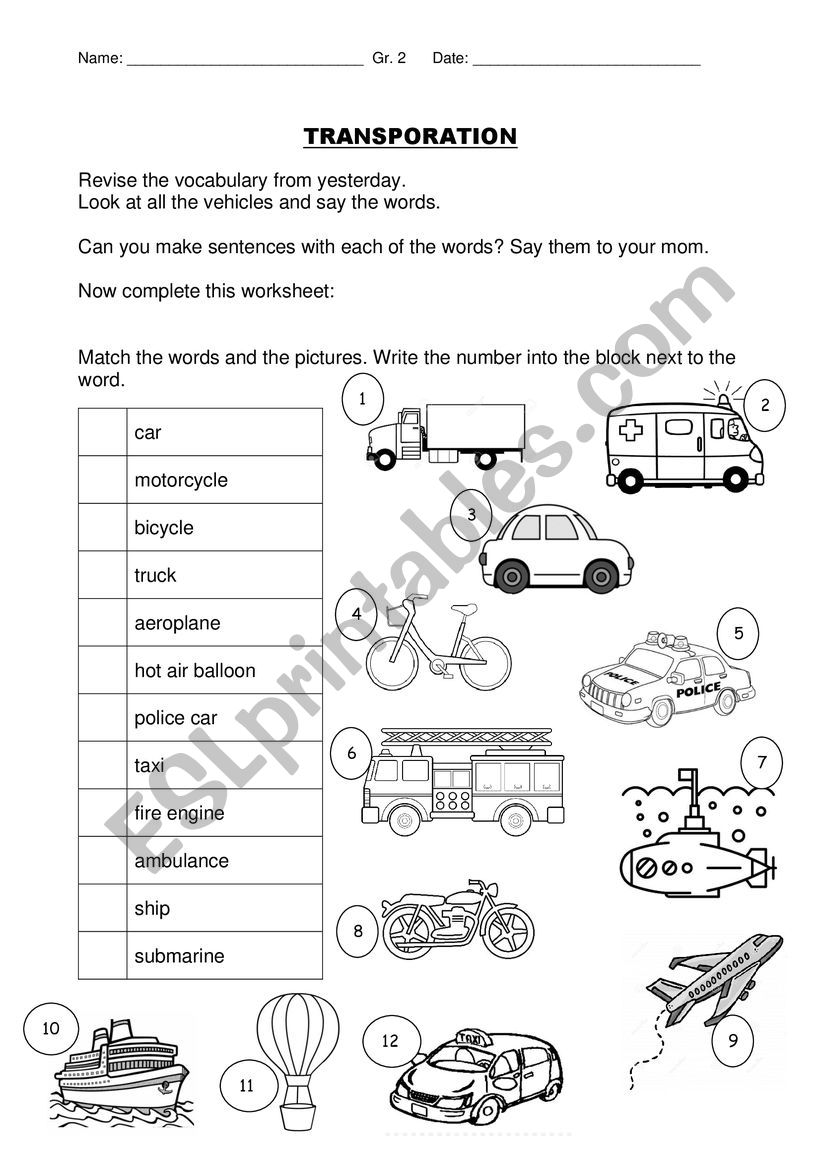 transportation esl worksheet by maus