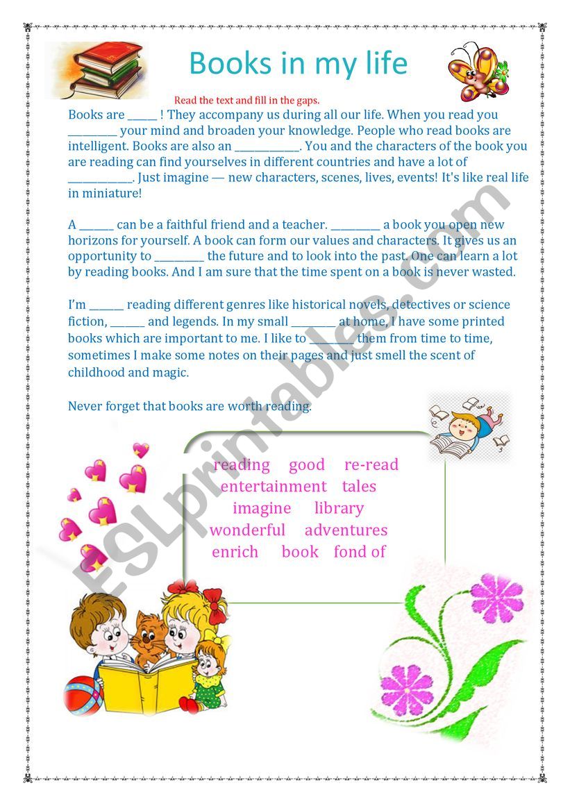 Books in my life worksheet
