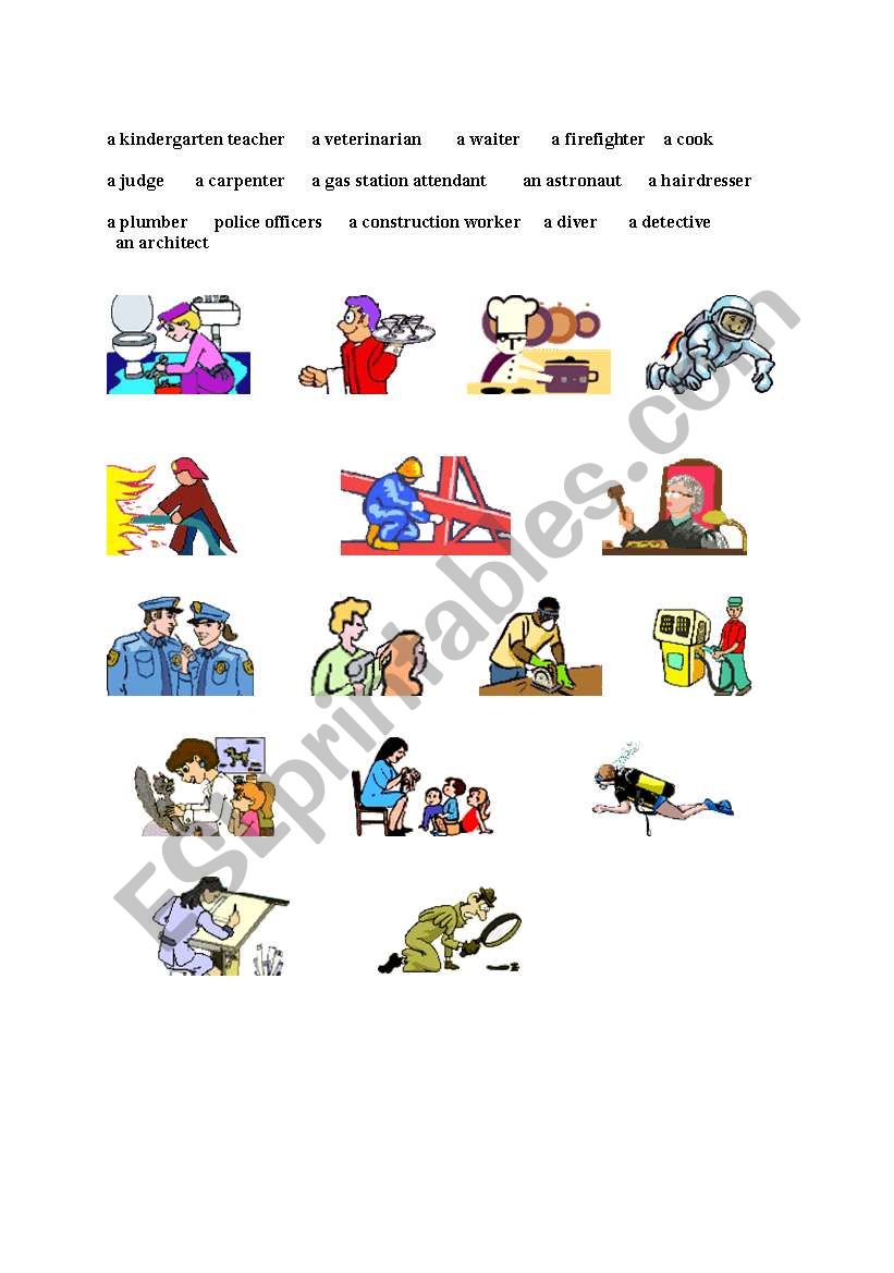 Jobs with pictures worksheet