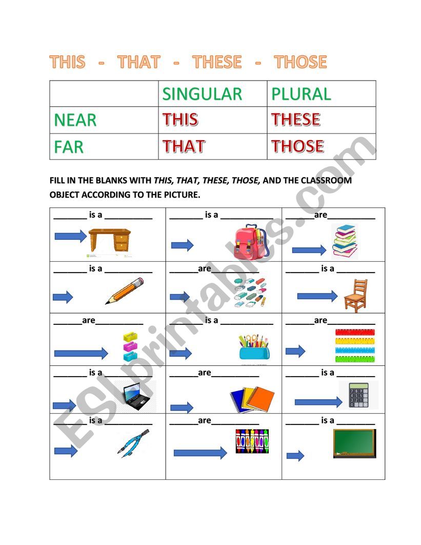 Demostratives worksheet