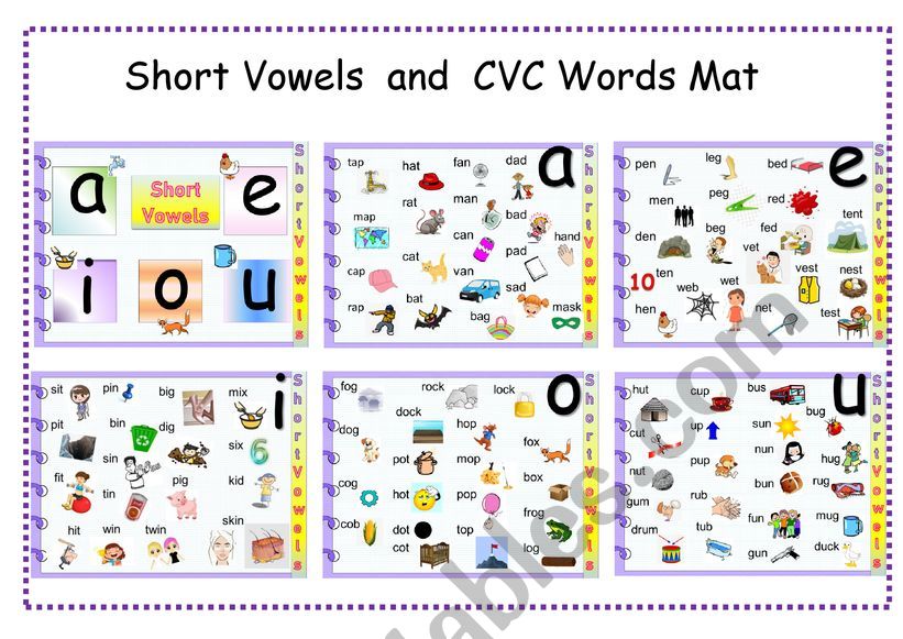 Short Vowels and CVC Words Mat