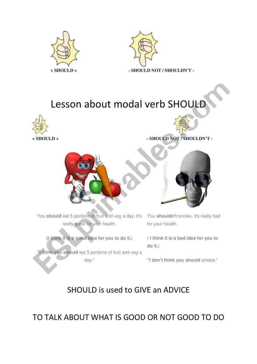 SHOULD SHOULDN�T worksheet