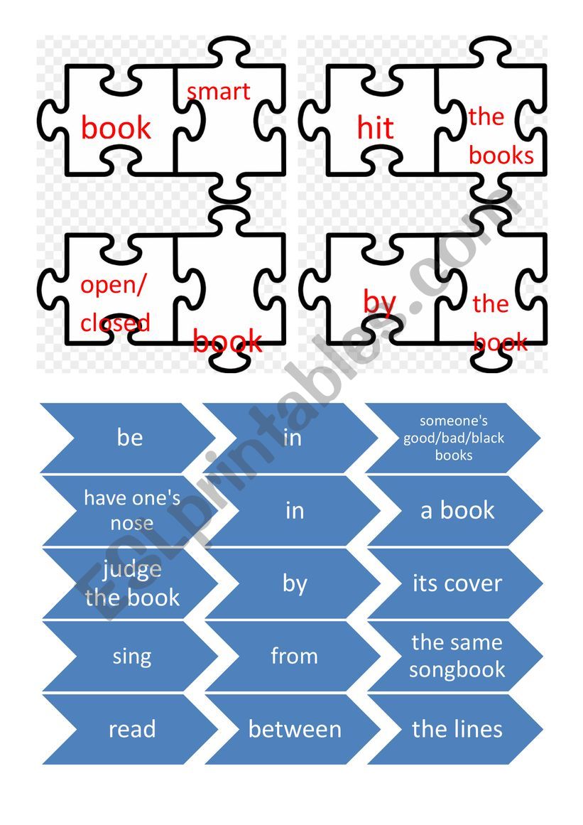 Book idiom puzzles worksheet
