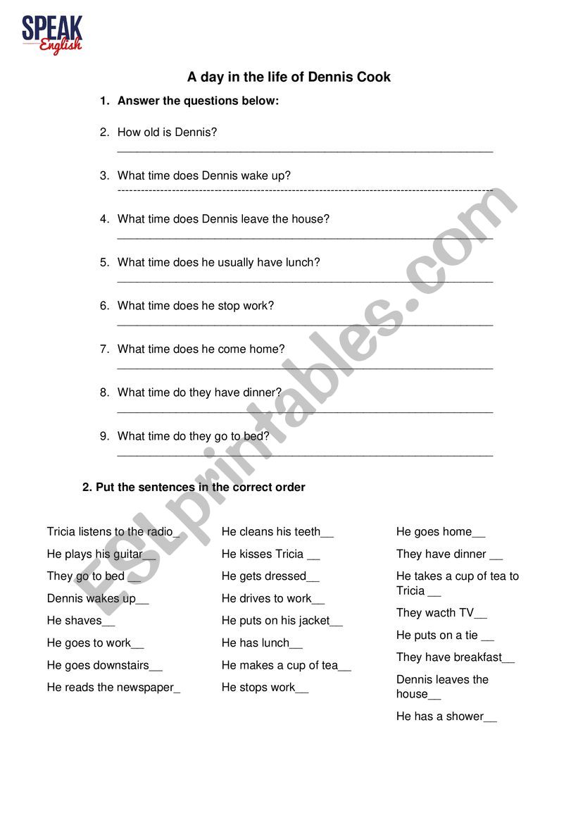 Daily Routine worksheet