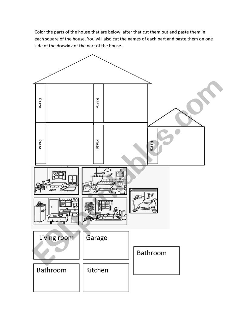 Parts of the house ESL worksheet by angelitanj