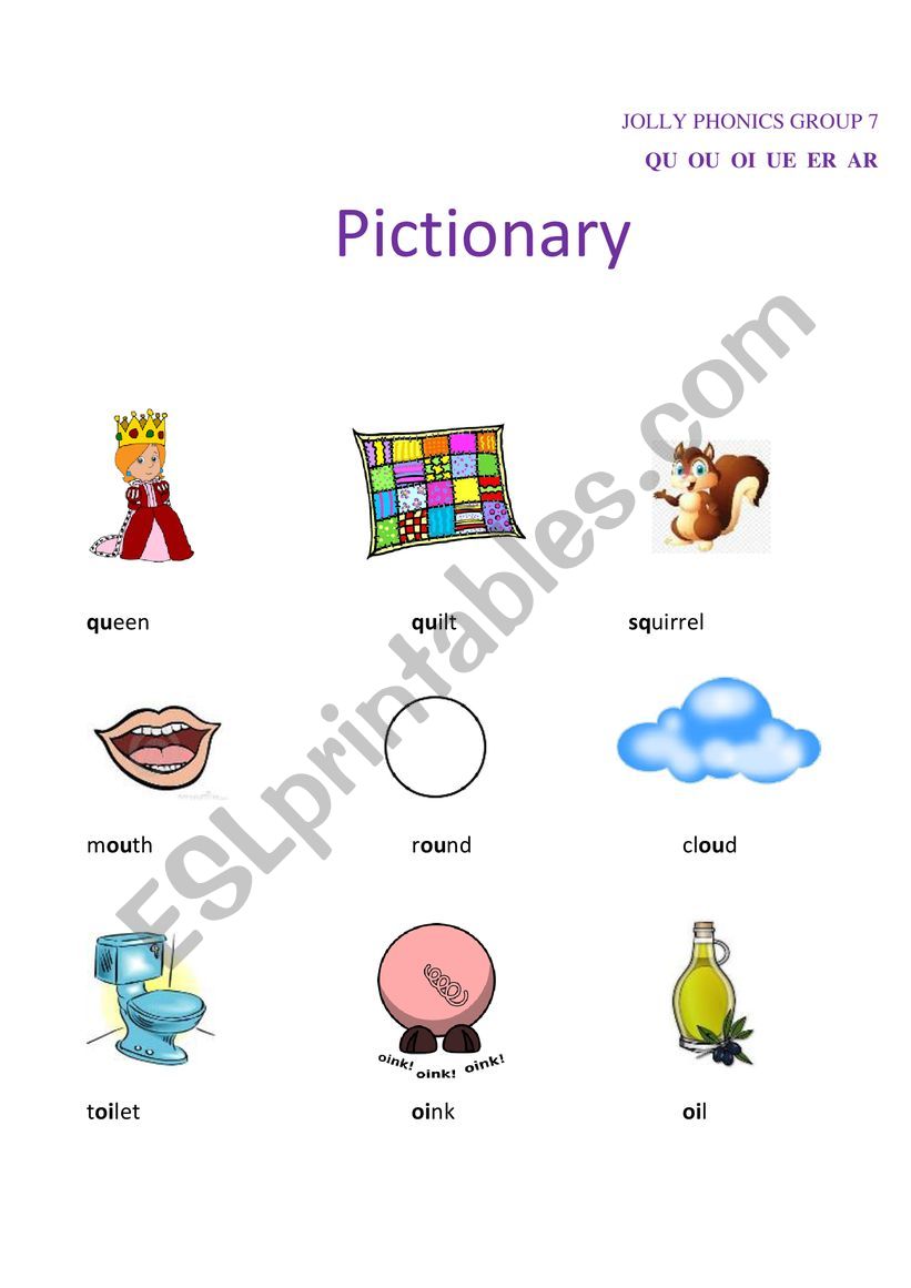jolly phonics 7 sounds group pictionary esl worksheet by riso