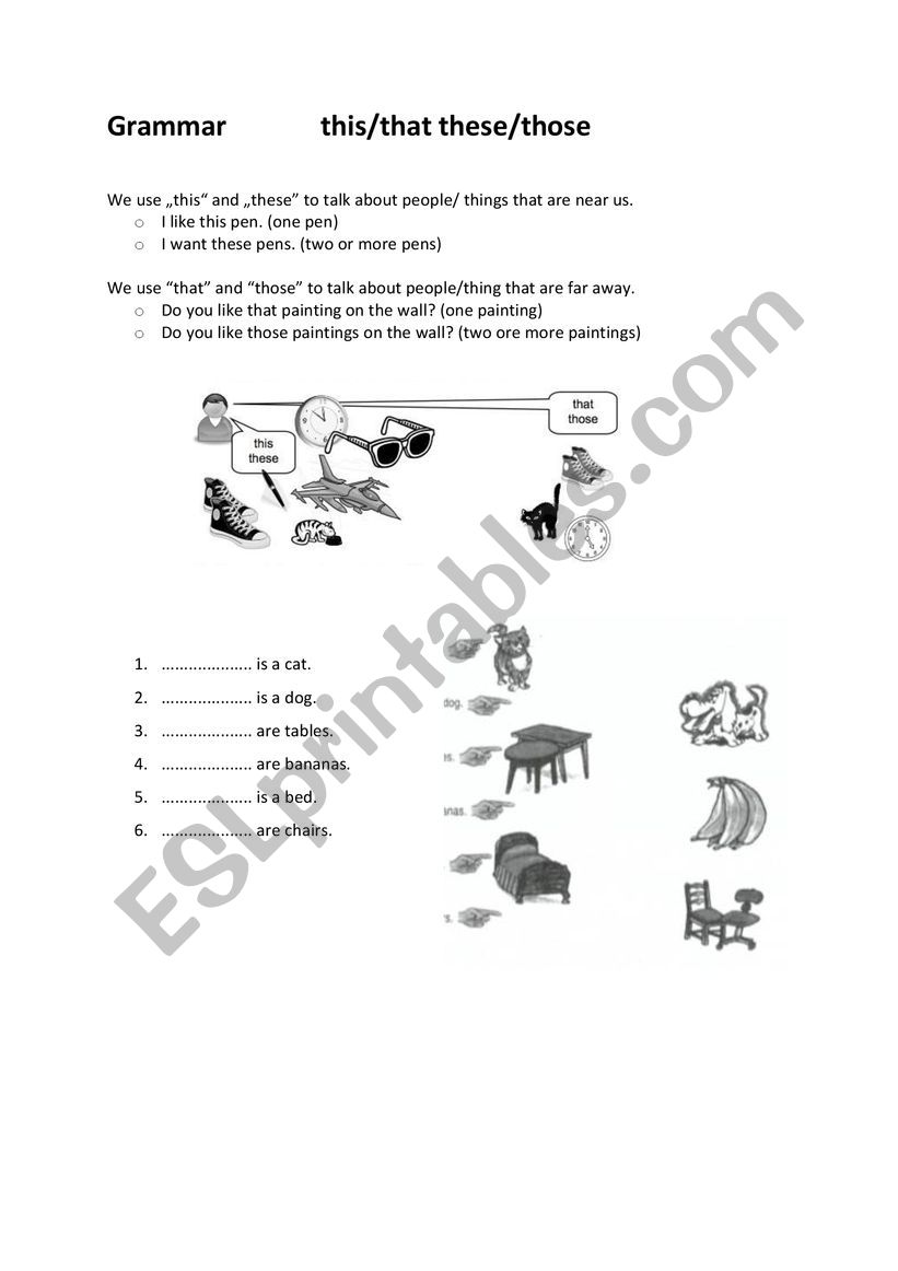 Grammar this/that these/those worksheet