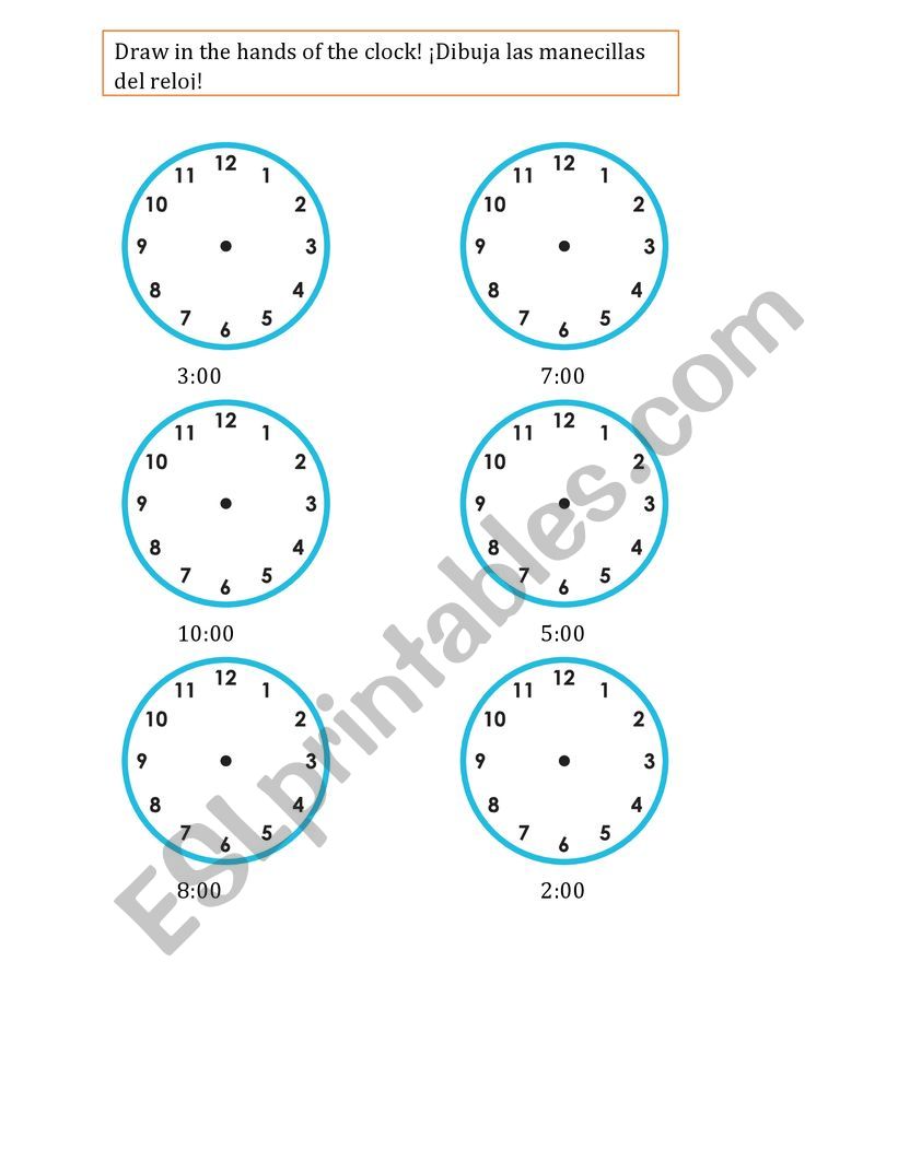 Clocks worksheet