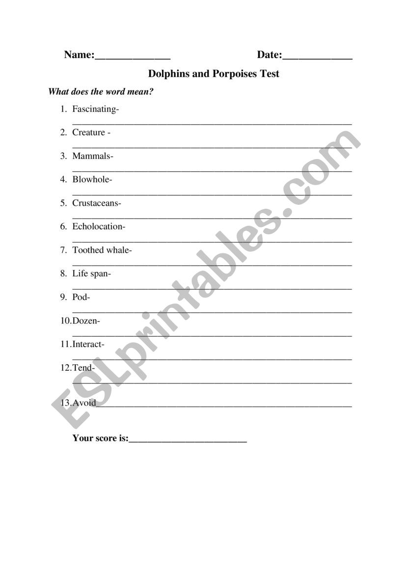 Word Test worksheet