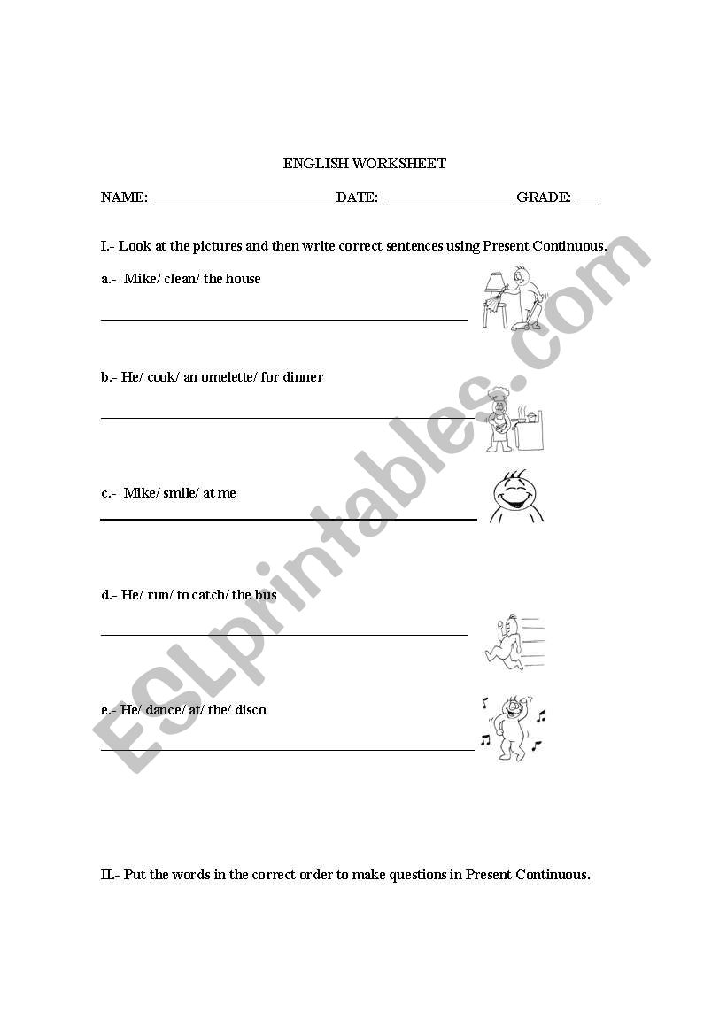 Present Continuous worksheet