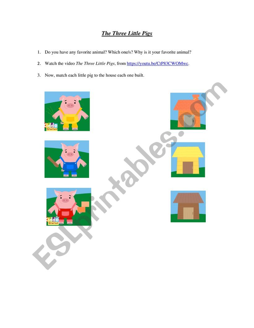 Story The Three Little Pigs worksheet