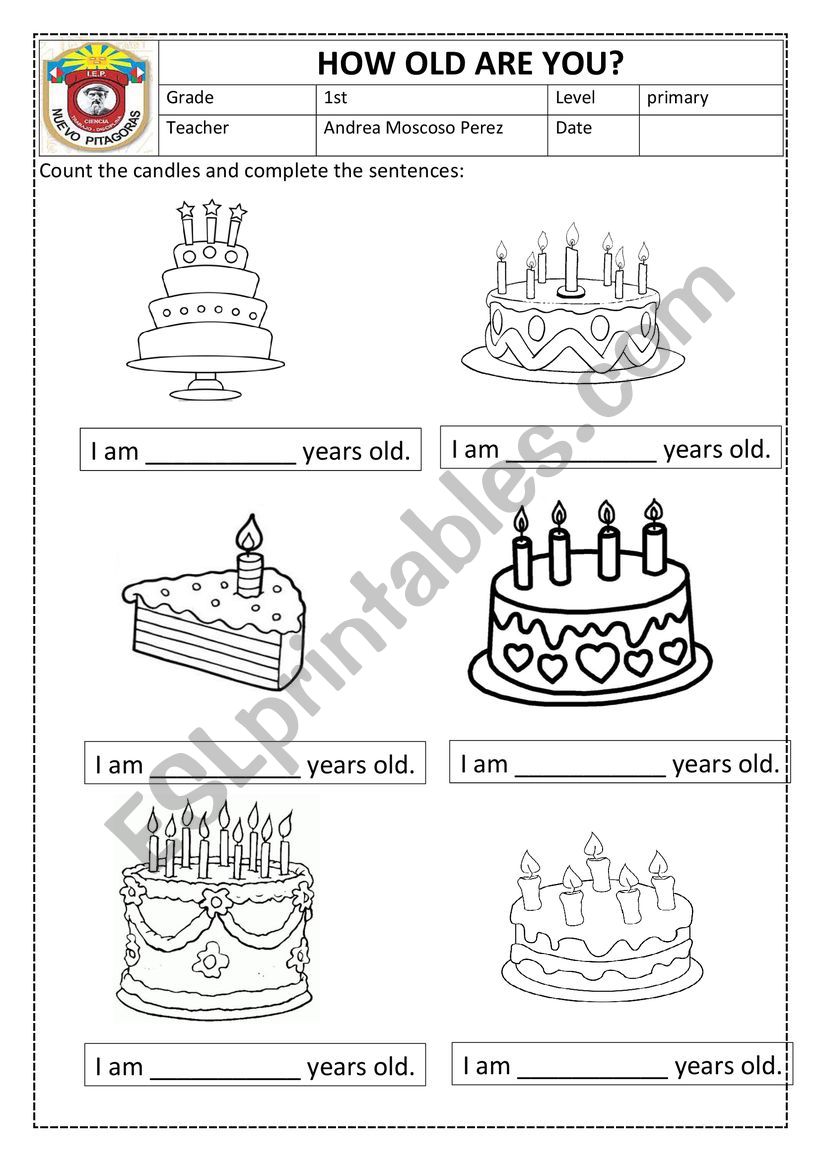 HOW OLD ARE YOU - ESL worksheet by ANDREAMOSCOSO