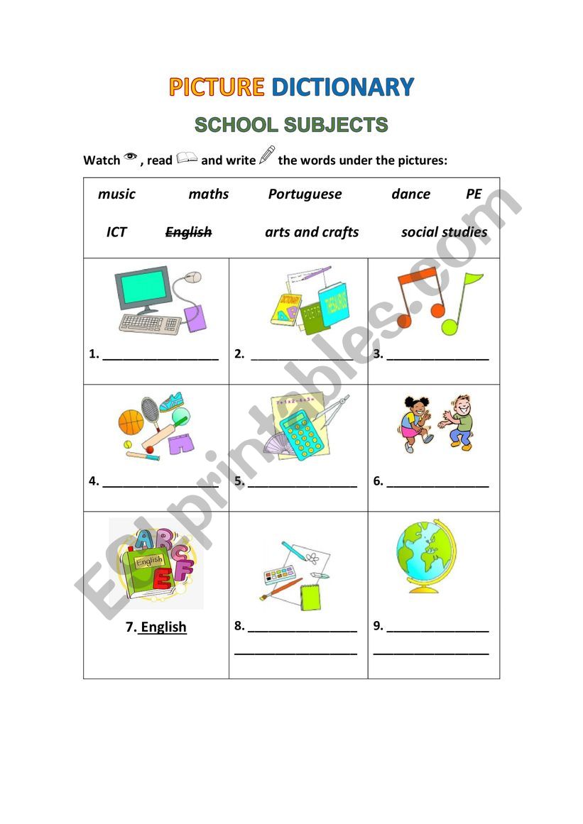 Pcture Dictionary worksheet 