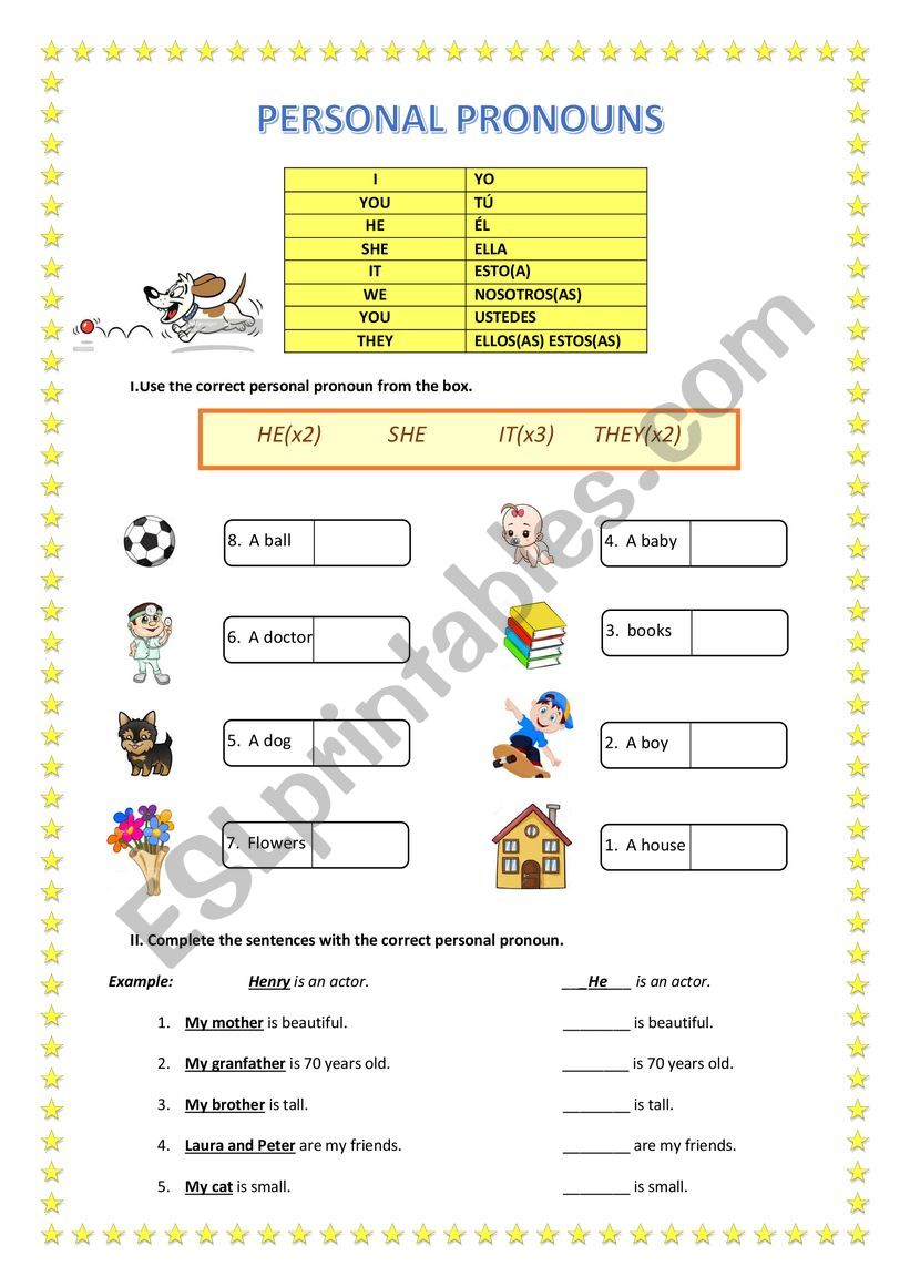 PERSONAL PRONOUNS worksheet