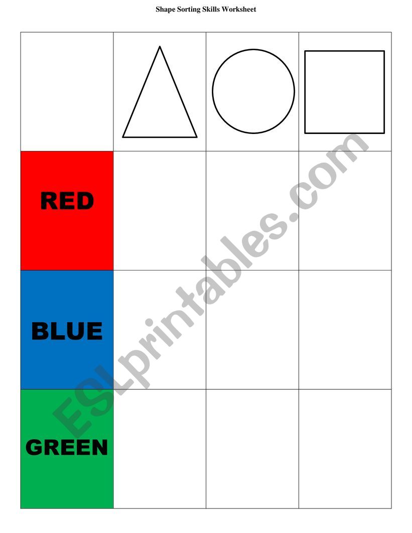 Color Shape Sort worksheet