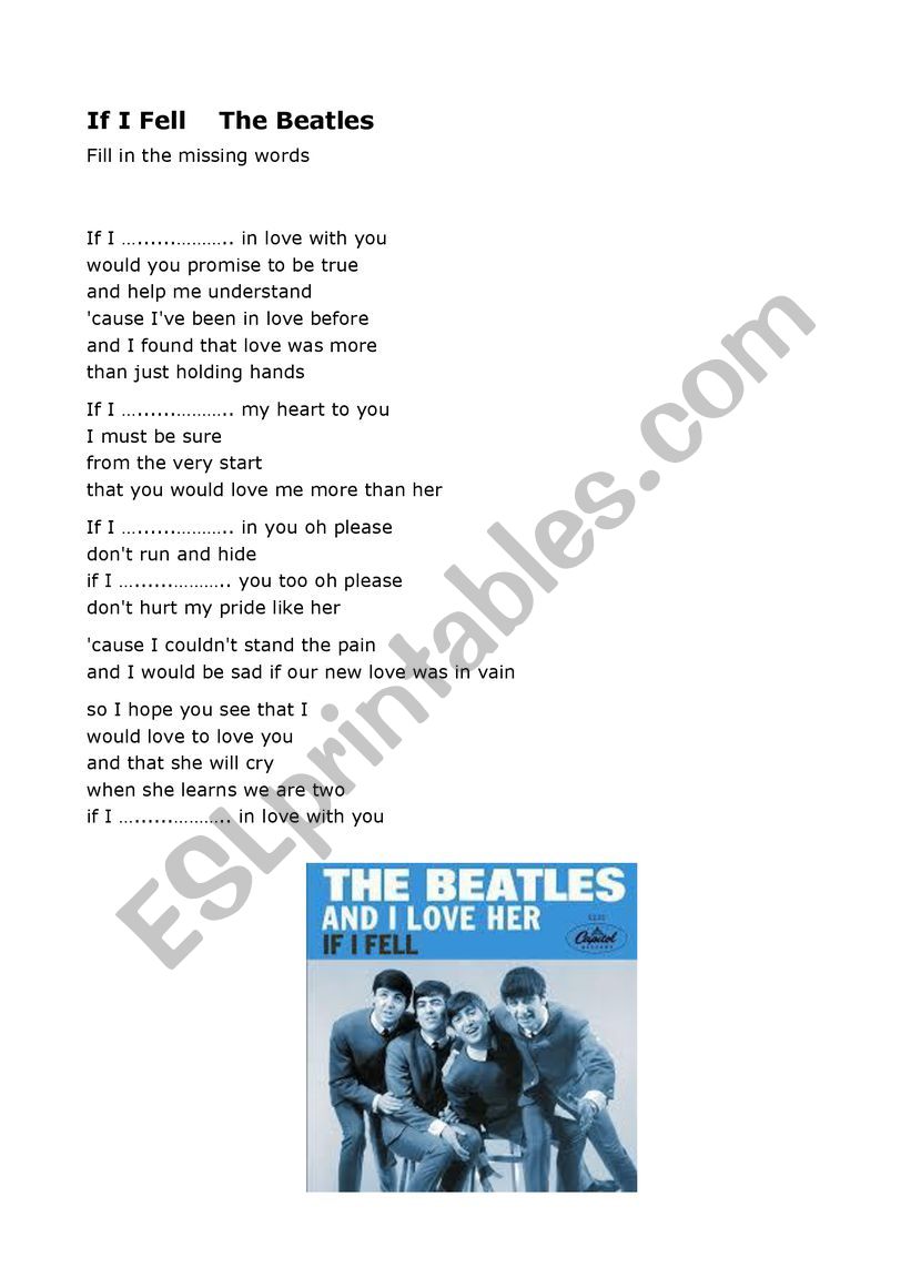 The Beatles: If I fell worksheet