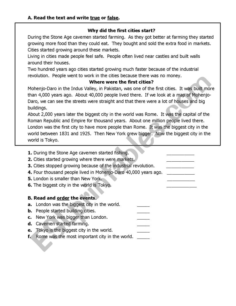 Reading and Vocabulary worksheet