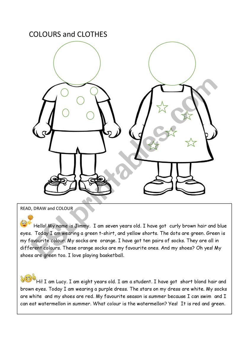 Clothes and Colours worksheet