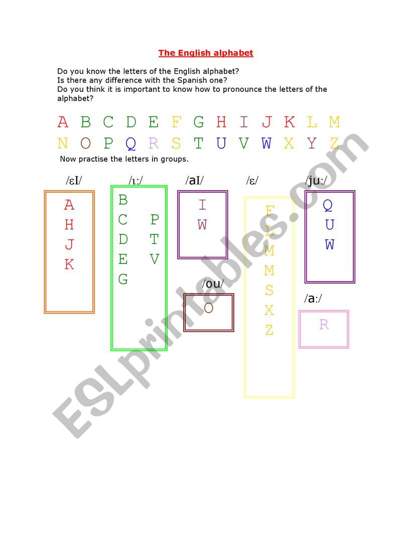 THE ENGLISH ALPHABET worksheet