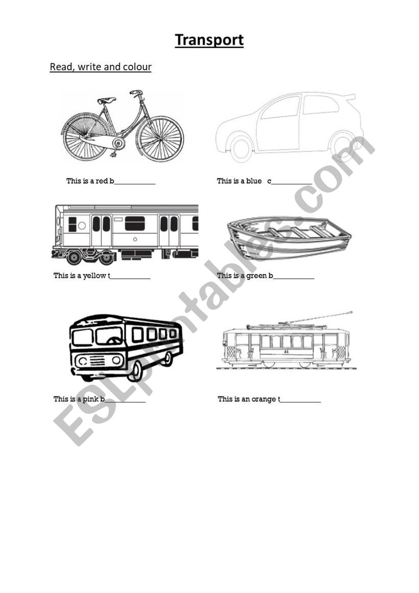 transport worksheet