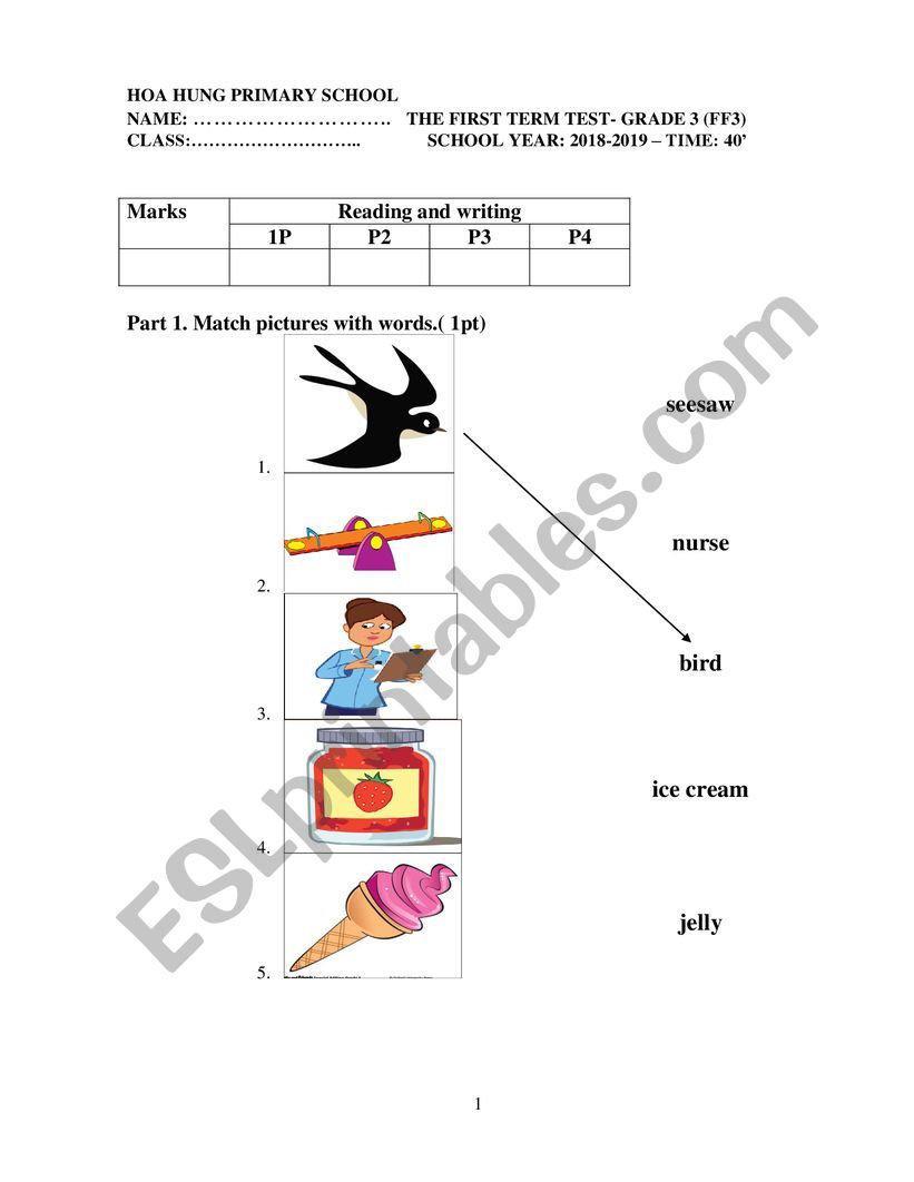 test worksheet