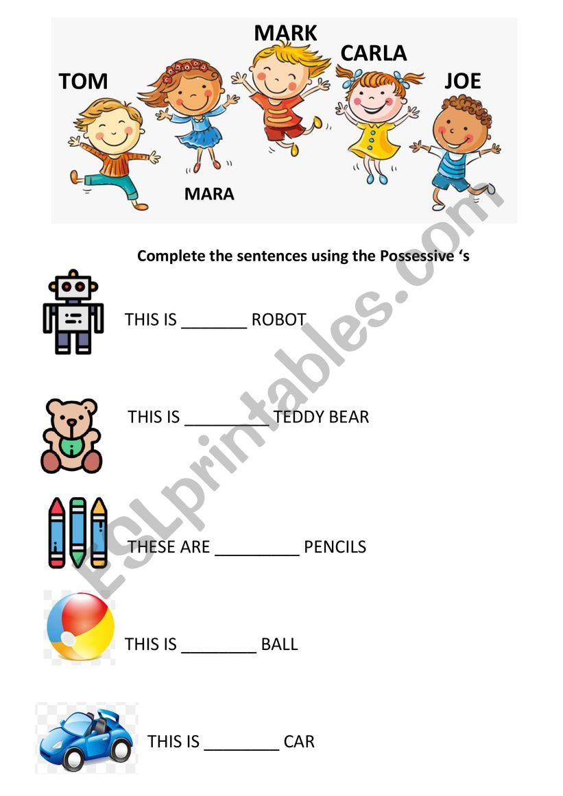 Possessive �s worksheet