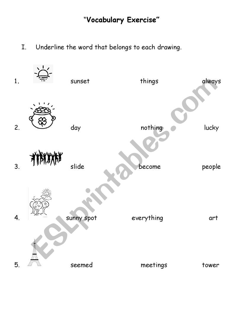 Vocabulary Exercise worksheet