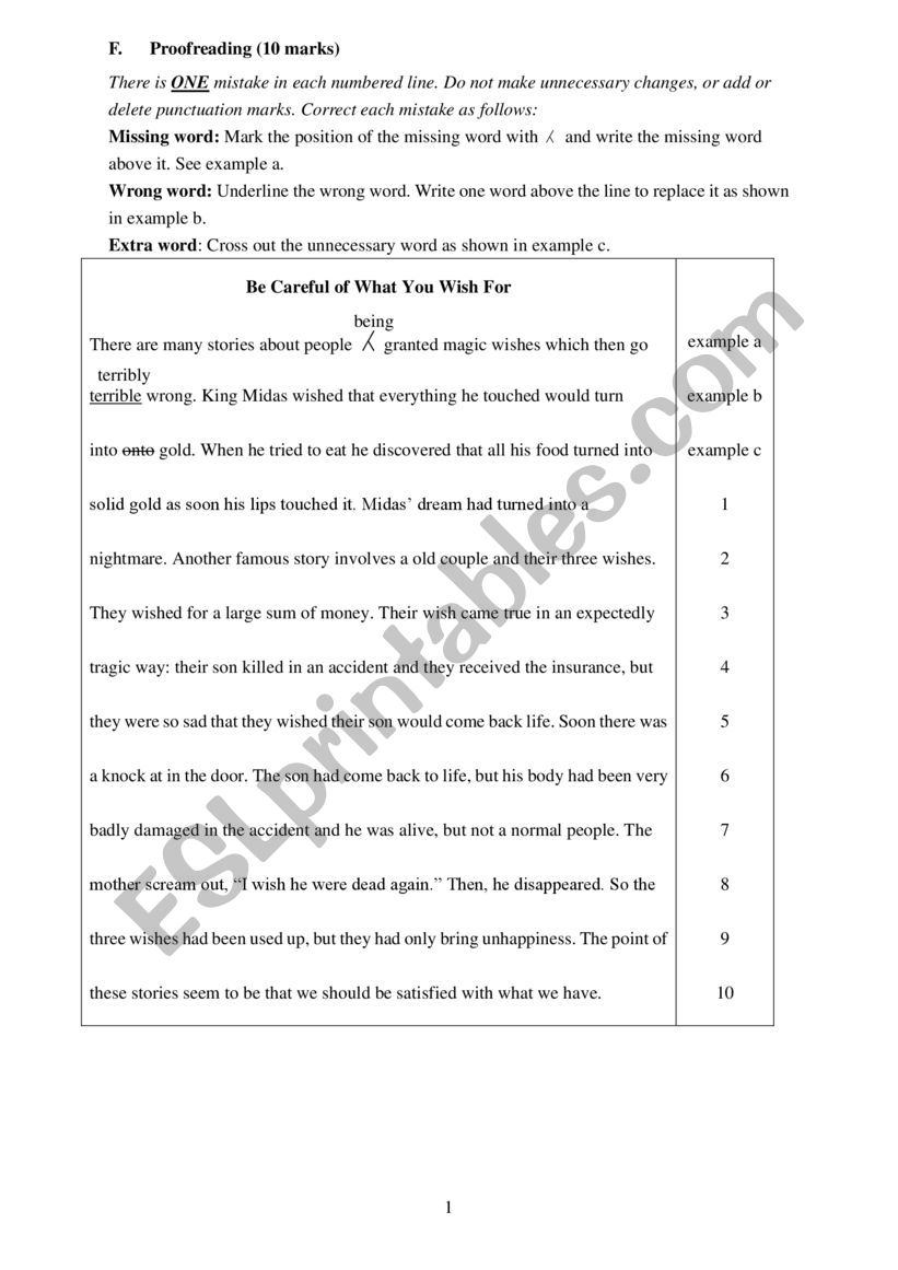free proofreading worksheets for middle school
