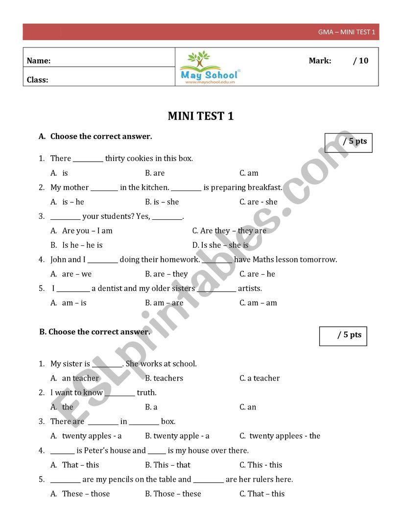 Test for demonstraves worksheet