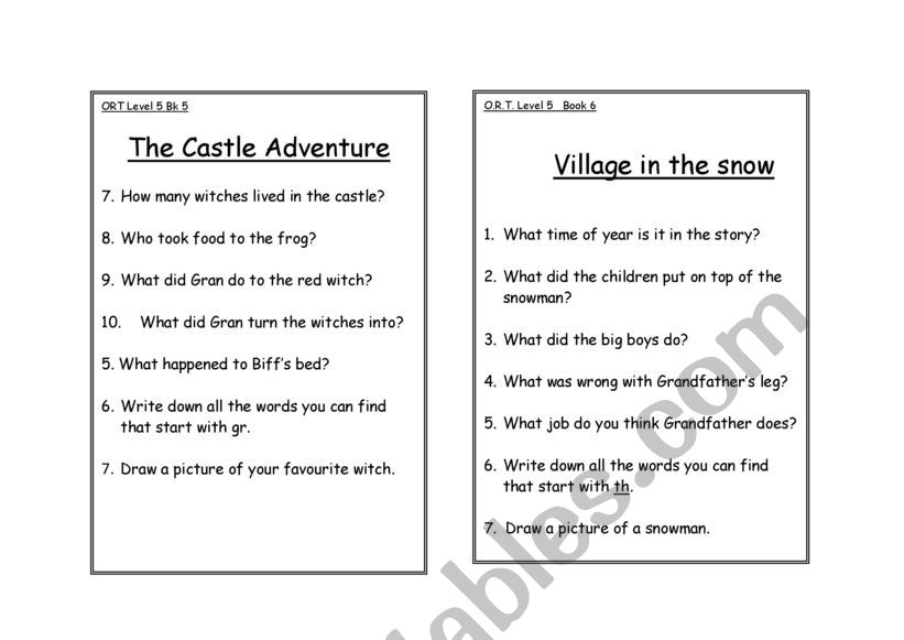 oxford reading tree stage 5 - ESL worksheet by youngmicho70