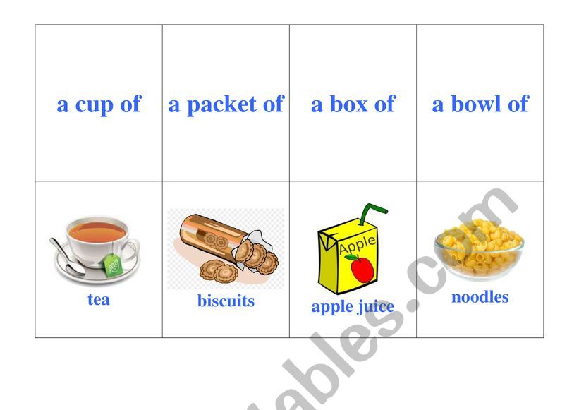 Food Containers and Quantities. PART 2